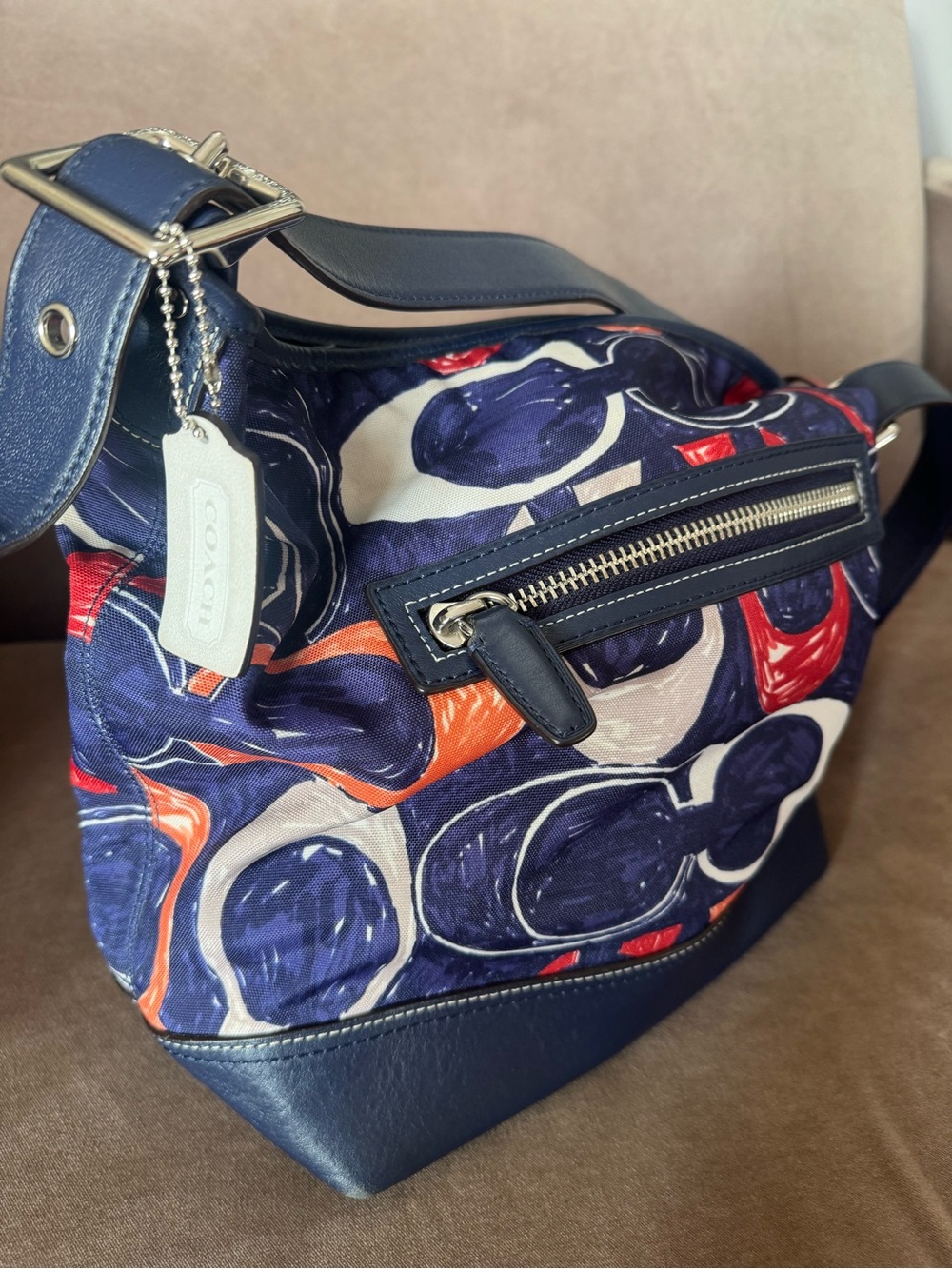Coach Legacy Heritage Signature C Print Bag Navy